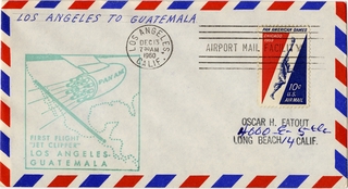 Image: airmail flight cover: Pan American World Airways, Los Angeles - Guatemala route