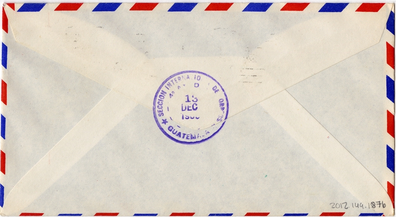 Image: airmail flight cover: Pan American World Airways, Los Angeles - Guatemala route