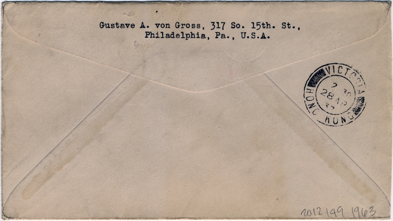 Image: airmail flight cover: Pan American Airways, first airmail flight, Macao - Hong Kong route