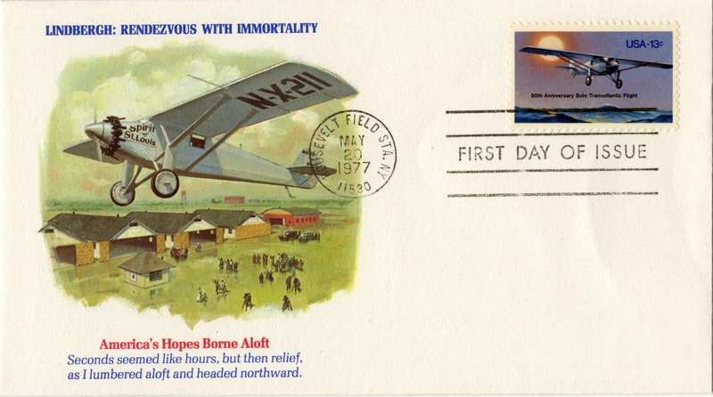 Image: airmail flight cover: Charles Lindbergh, 50th Anniversary