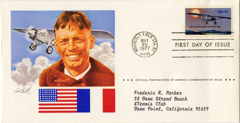 Image: airmail flight cover: Charles Lindbergh, 50th Anniversary