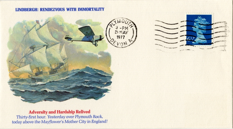 Image: airmail flight cover: Charles Lindbergh, 50th Anniversary