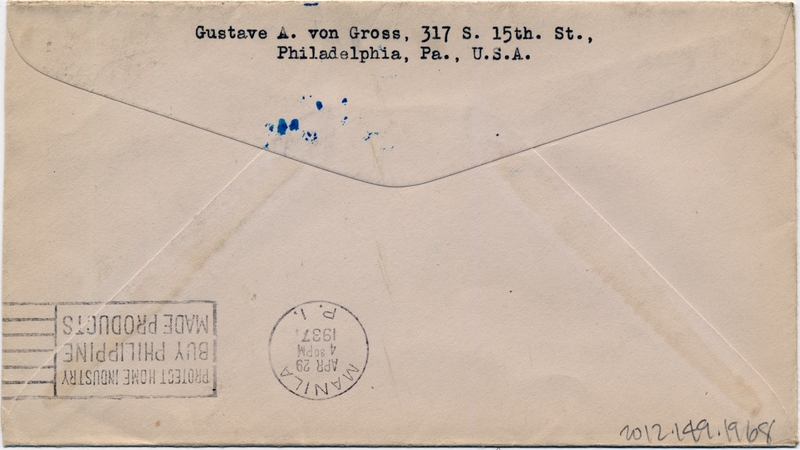 Image: airmail flight cover: Pan American Airways, first airmail flight, Macao - Manila route