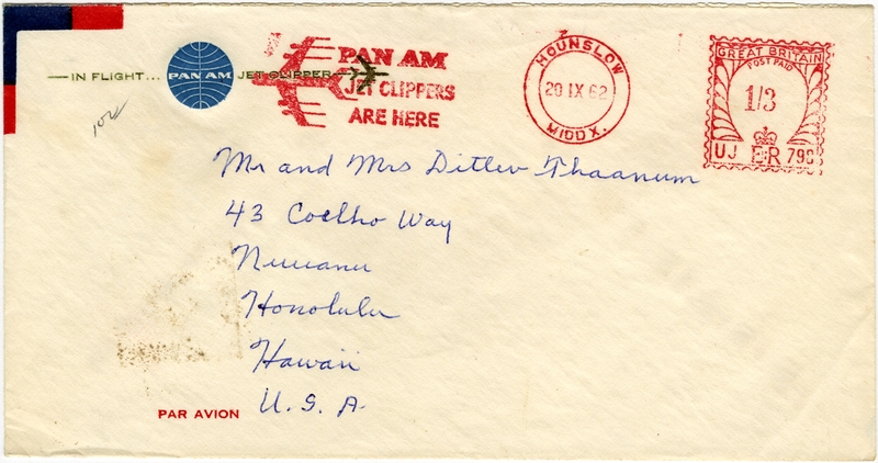 Image: airmail flight cover: Pan American World Airways