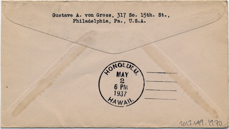 Image: airmail flight cover: Pan American Airways, first airmail flight, Manila - Honolulu route