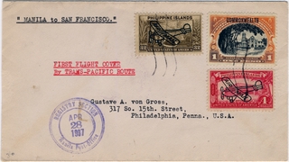 Image: airmail flight cover: Pan American Airways, first airmail flight, Manila - San Francisco route