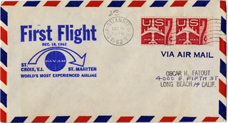 Image: airmail flight cover: Pan American World Airways, St. Croix - St. Maarten route