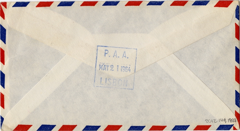 Image: airmail flight cover: Pan American World Airways, New York - Lisbon route