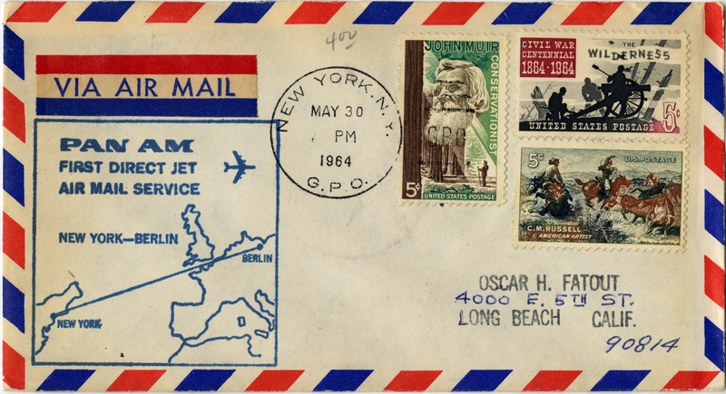 Image: airmail flight cover: Pan American World Airways, New York - Berlin route