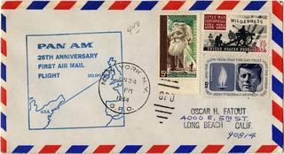 Image: airmail flight cover: Pan American World Airways, United States - Ireland route, 25th Anniversary