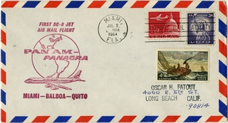 Image: airmail flight cover: Pan American World Airways, Panagra, Douglas DC-8
