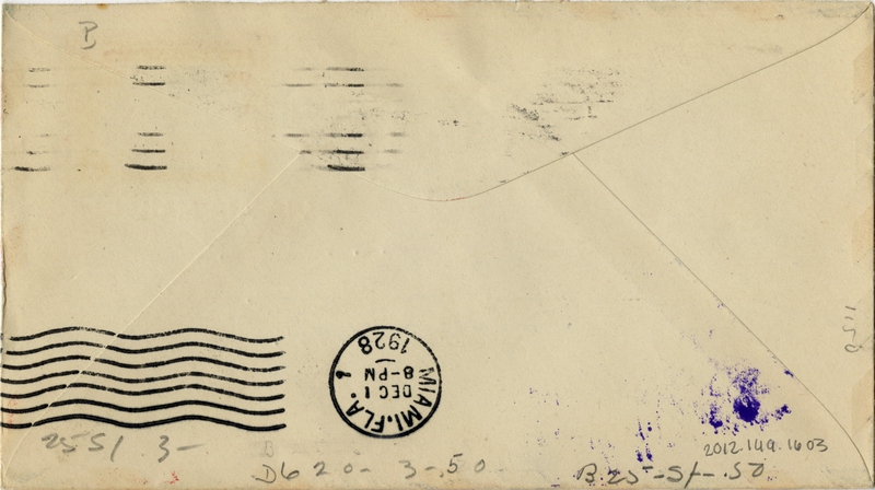 Image: airmail flight cover: CAM-25, Atlanta - Miami route