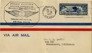 Image: airmail flight cover: First airmail flight, CAM, Chicago - San Francisco route