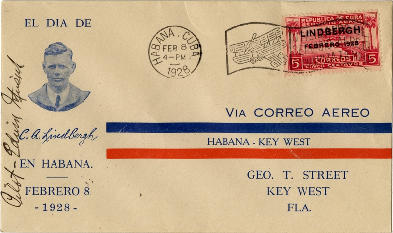 Image: airmail flight cover: Charles Lindbergh Day, Edwin C. Musick