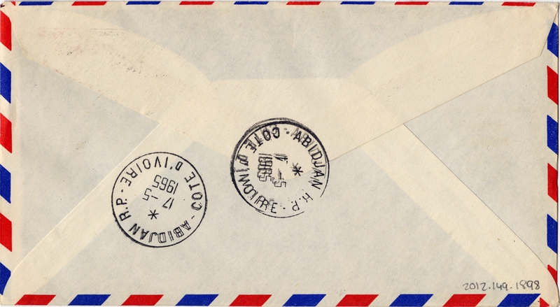 Image: airmail flight cover: Pan American World Airways, New York - Abidjan, Ivory Coast route