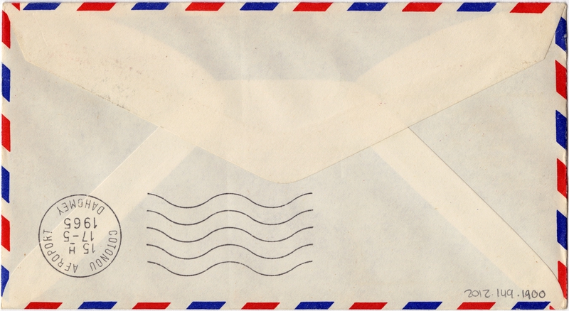 Image: airmail flight cover: Pan American World Airways, New York - Dahomey, Cameroon route