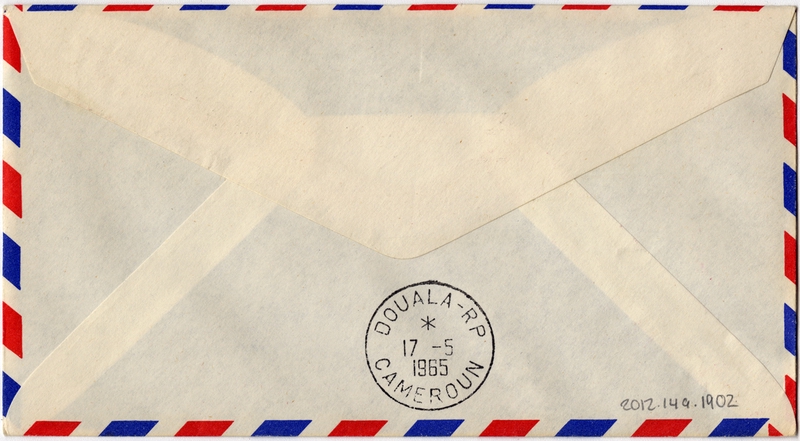 Image: airmail flight cover: Pan American World Airways, New York - Douala, Cameroon route