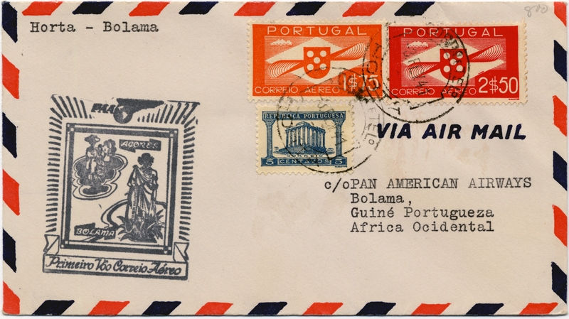 Image: airmail flight cover: Pan American Airways, first airmail flight, Horta - Bolama route