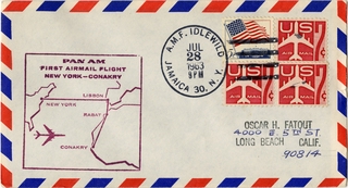 Image: airmail flight cover: Pan American World Airways, New York - Conakry route