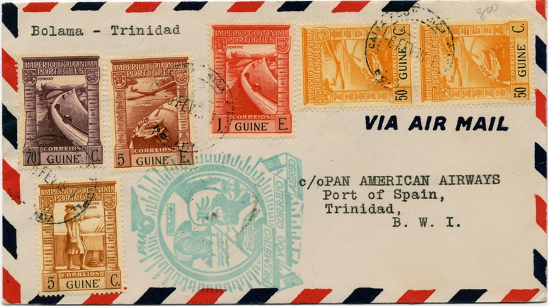 Image: airmail flight cover: Pan American Airways, first airmail flight, Bolama - Port of Spain (Trinidad) route