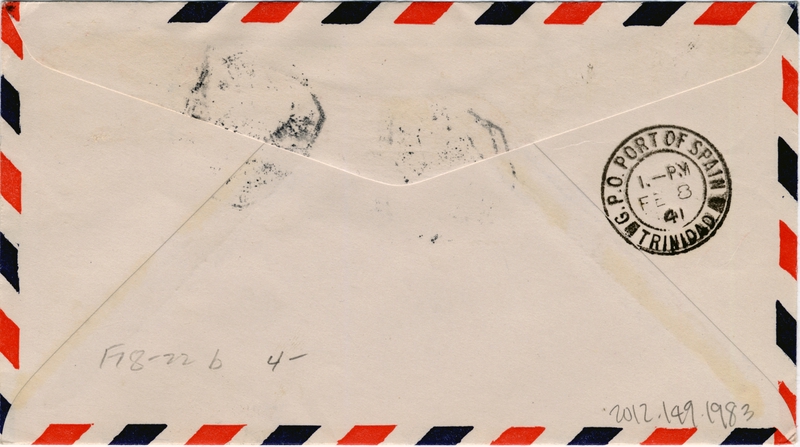 Image: airmail flight cover: Pan American Airways, first airmail flight, Lisbon - Port of Spain (Trinidad) route