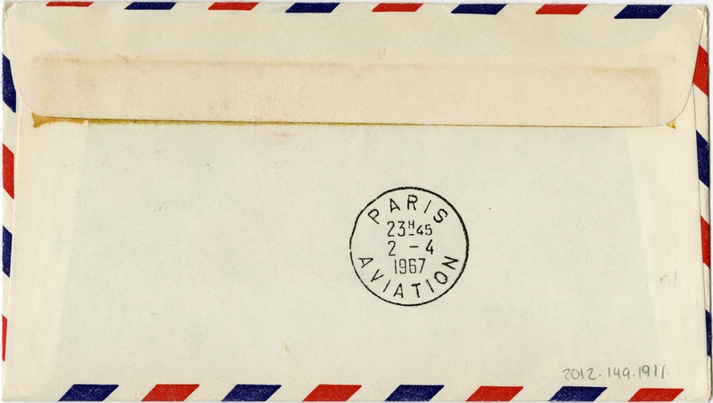 Image: airmail flight cover: Pan American World Airways, San Francisco - Paris route