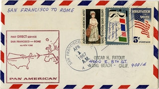 Image: airmail flight cover: Pan American World Airways, San Francisco - Rome route