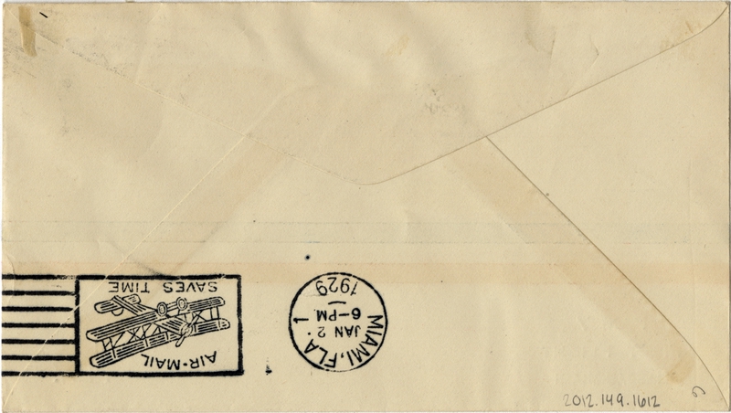 Image: airmail flight cover: FAM- 7, first airmail flight, Nassau - Miami route