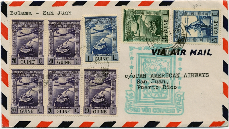 Image: airmail flight cover: Pan American Airways, first airmail flight, Bolama - San Juan route