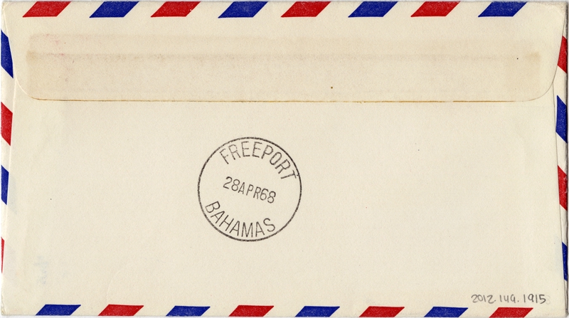 Image: airmail flight cover: Pan American World Airways, New York - Freeport route