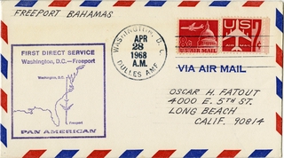 Image: airmail flight cover: Pan American World Airways, Washington, DC - Freeport route