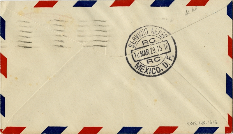 Image: airmail flight cover: FAM-8, first airmail flight, Brownsville - Mexico City route