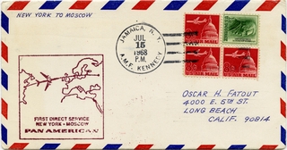 Image: airmail flight cover: Pan American World Airways, New York - Moscow route