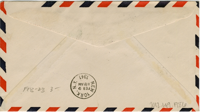 Image: airmail flight cover: Pan American Airways, first airmail flight, Bolama - New York route