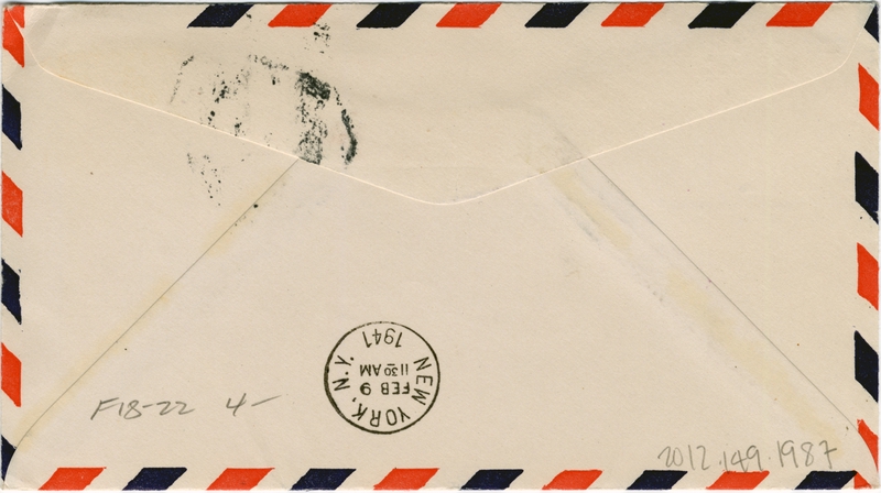 Image: airmail flight cover: Pan American Airways, first airmail flight, Lisbon - United States route