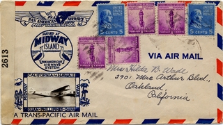Image: airmail flight cover: Pan American Airways, Midway Island