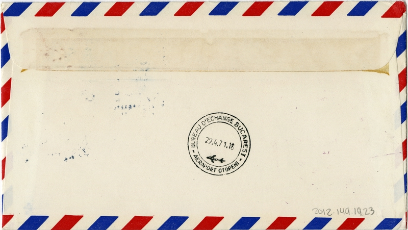 Image: airmail flight cover: Pan American World Airways, New York - Bucharest route