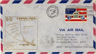 Image: airmail flight cover: Pan American World Airways, 50th Anniversary
