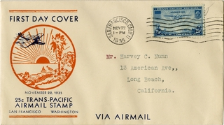 Image: airmail flight cover: Trans-Pacific Airmail Stamp