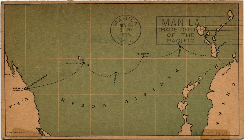 Image: airmail flight cover: Pan American Airways, FAM-14, first transpacific airmail flight, San Francisco - Manila route