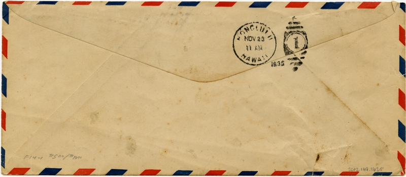 Image: airmail flight cover: Pan American Airways, FAM-14, first transpacific airmail flight, San Francisco - Honolulu route