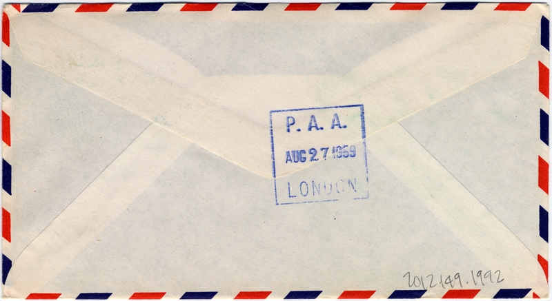 Image: airmail flight cover: Pan American World Airways, San Francisco - London route