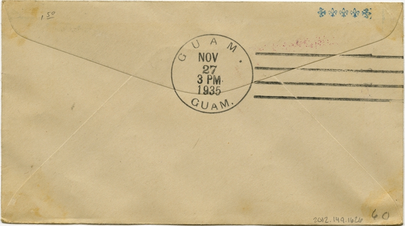 Image: airmail flight cover: Pan American Airways, FAM-14, first transpacific airmail flight, Honolulu - Guam route