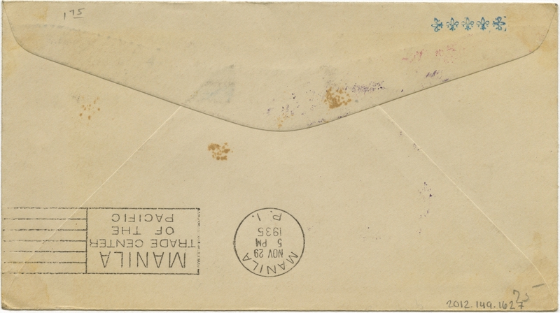 Image: airmail flight cover: Pan American Airways, FAM-14, first transpacific airmail flight, Honolulu - Manila route