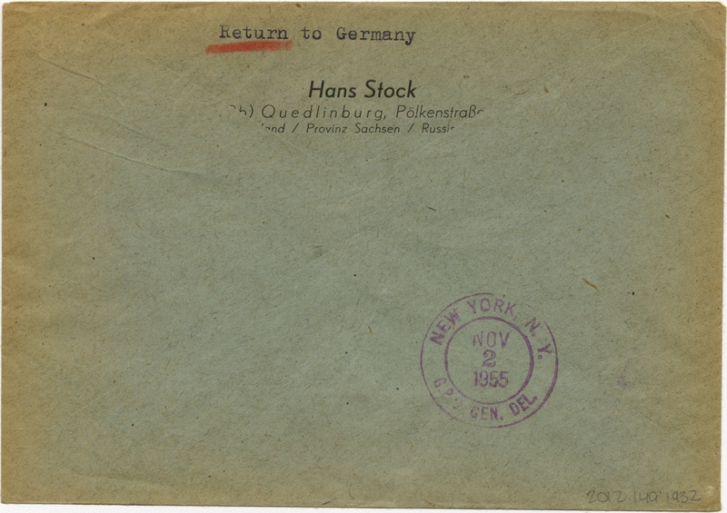 Image: airmail flight cover: Pan American World Airways, Munich - New York route