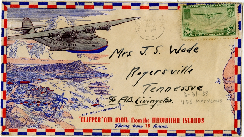 Image: airmail flight cover: Pan American Airways, Clipper air mail