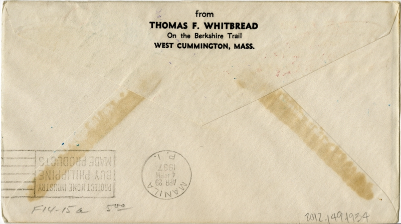 Image: airmail flight cover: Pan American Airways, first airmail flight, Macao - Manila route