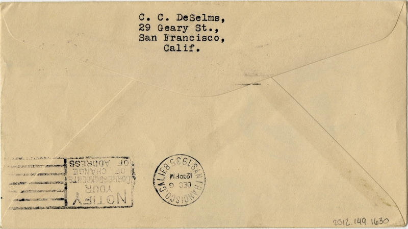 Image: airmail flight cover: Pan American Airways, FAM-14, first transpacific airmail flight, Honolulu - San Francisco route