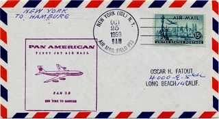 Image: airmail flight cover: Pan American World Airways, FAM-18, New York - Hamburg route