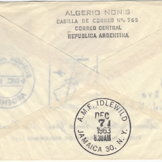 airmail flight cover: Pan American World Airways, Buenos Aires - New York route
